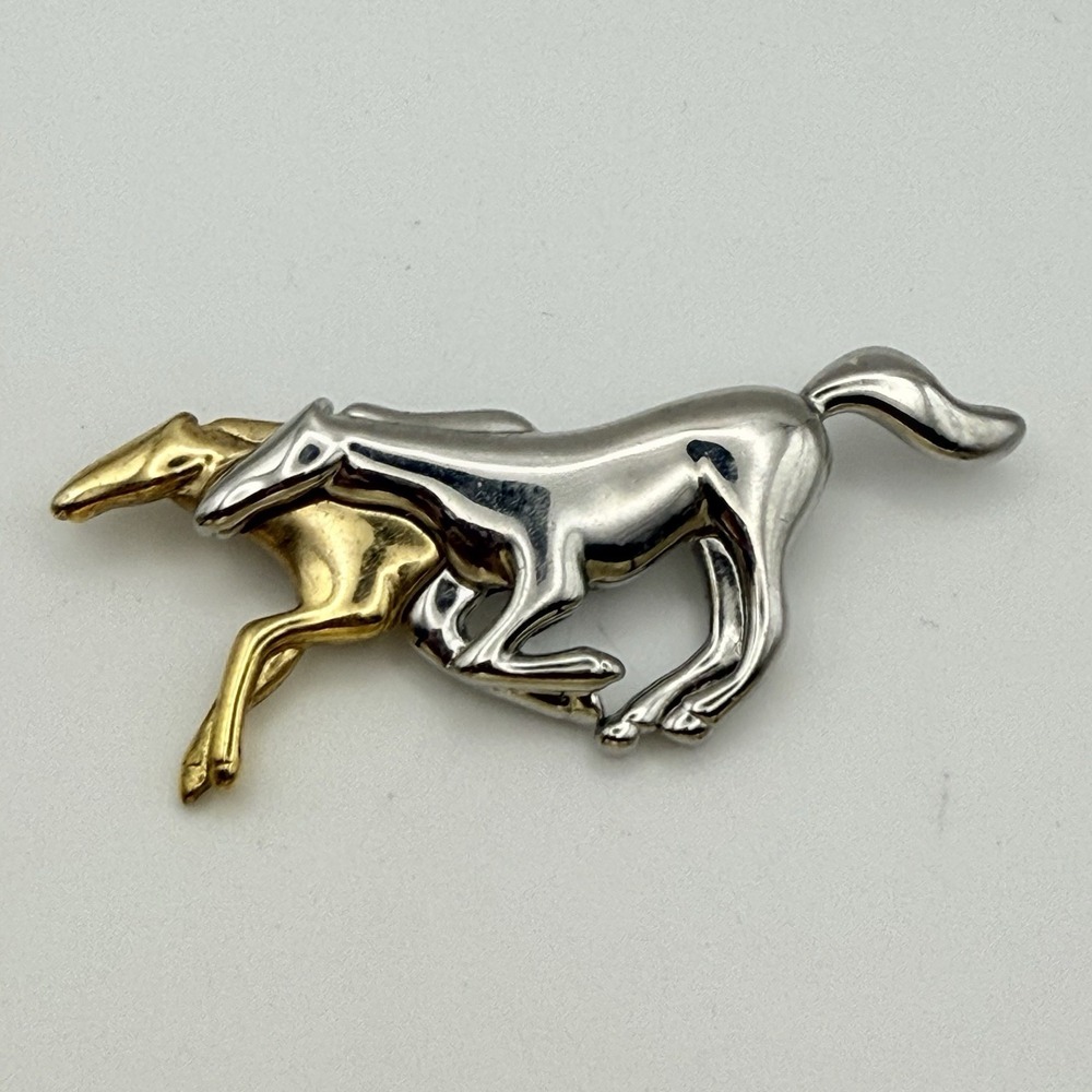 Liz Claiborne LC Running Horses Brooch Gold Silver Two Tone Horse 2.75"
